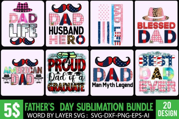 Father's Day Sublimation Bundle: Graphics for T-Shirt Designs