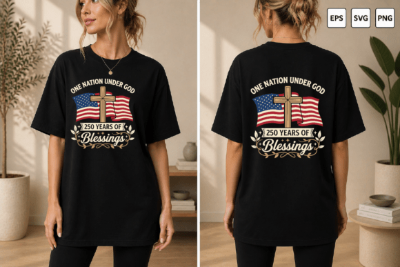 One Nation Under God 250 Years: Graphics for T-Shirt Designs