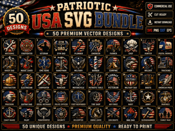 Patriotic USA SVG Bundle: Graphics for T-Shirt Designs